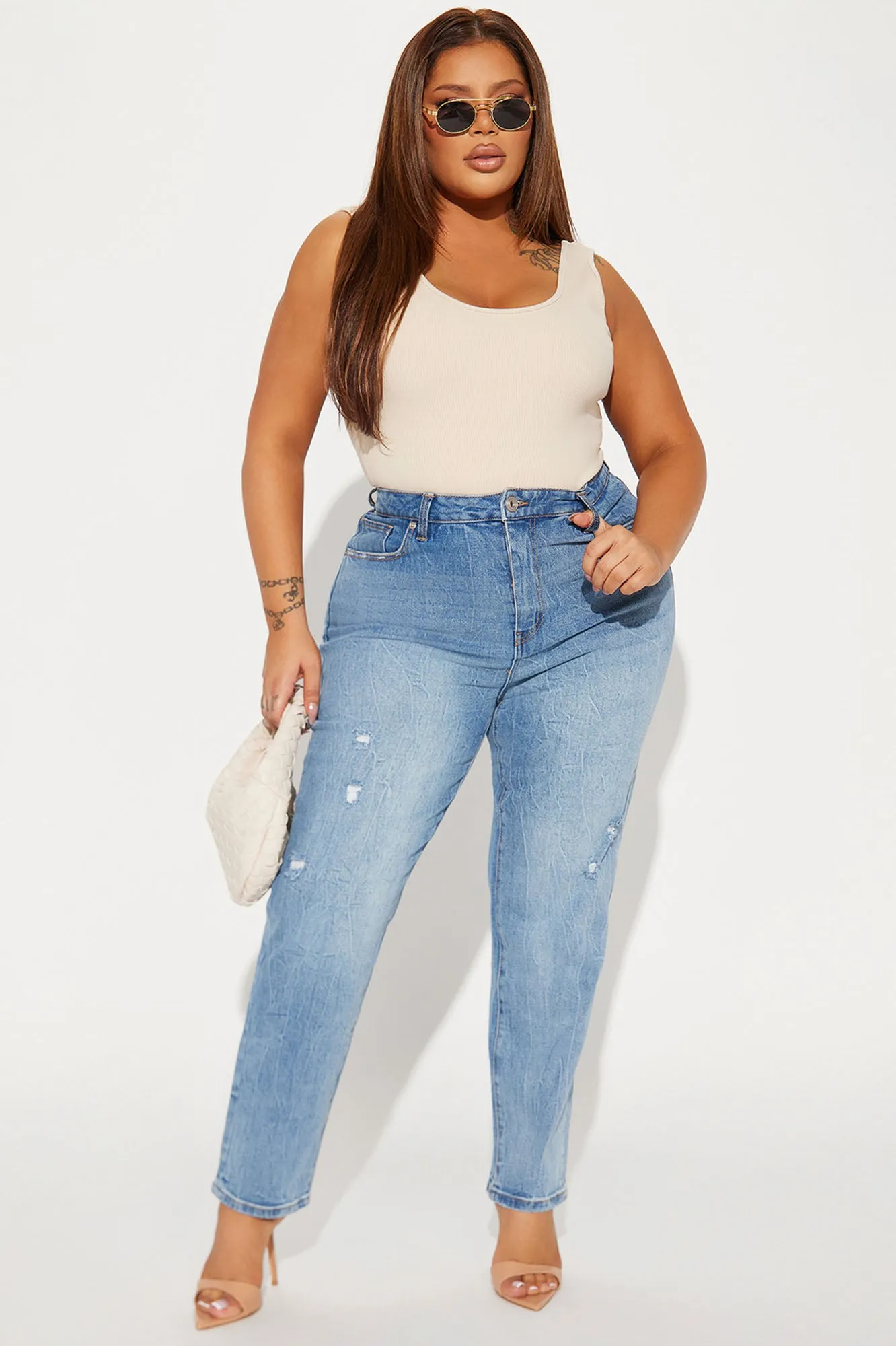 About That Time Distressed Mom Jean - Light Wash