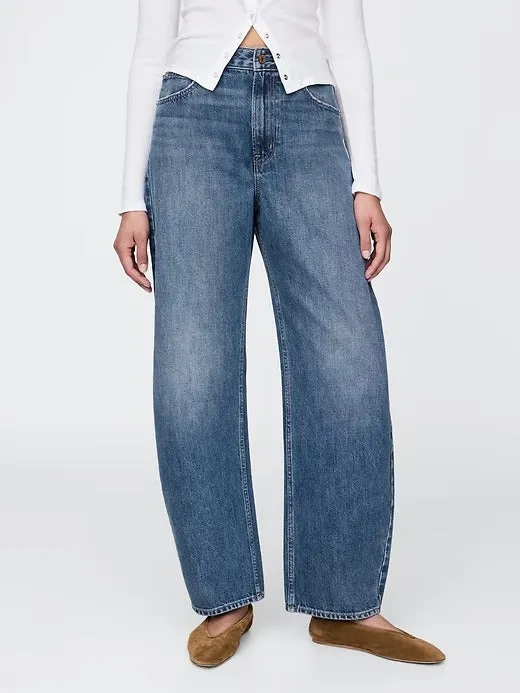 Dark Blue High-Waist Mom Jeans.