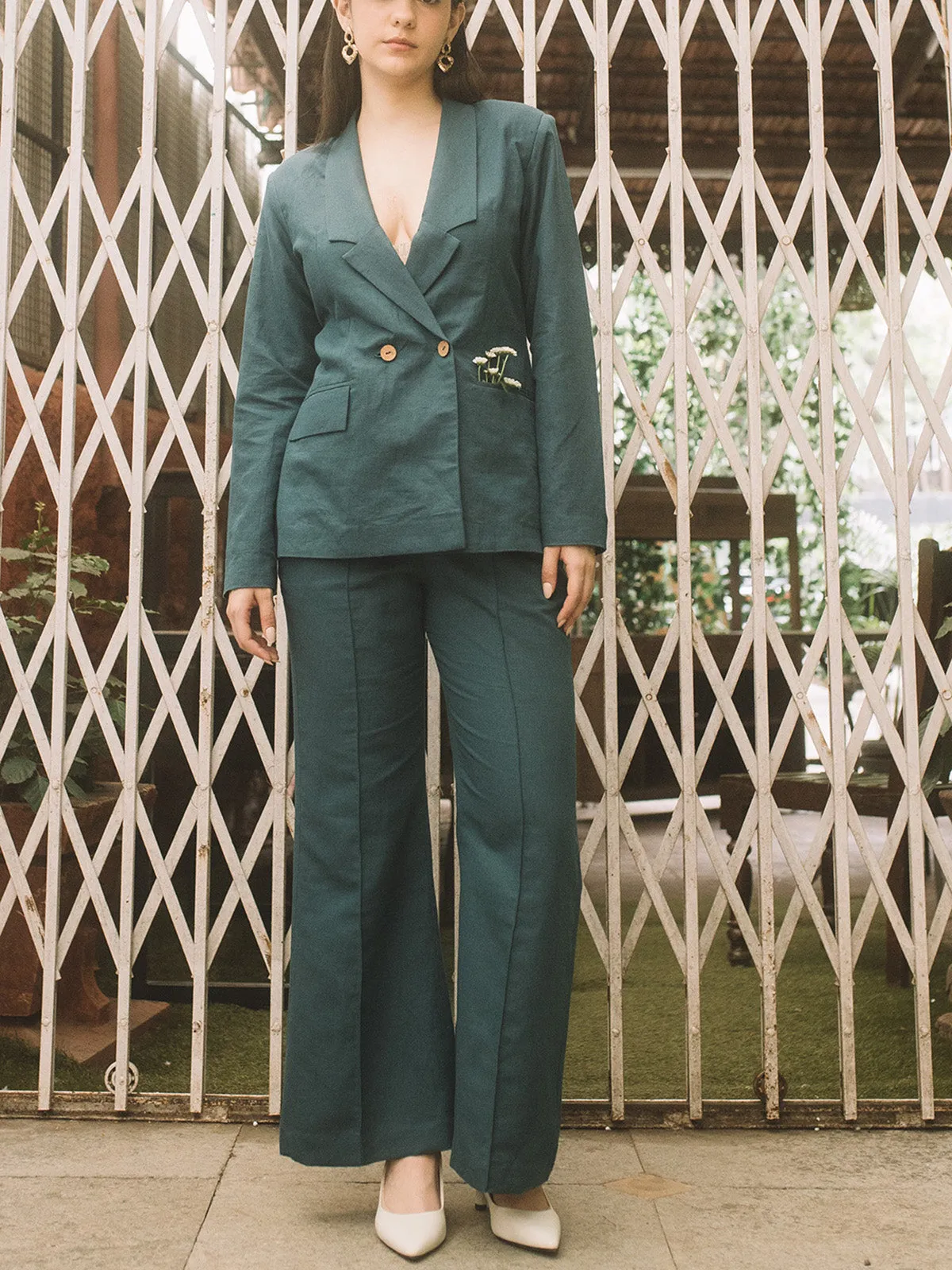 Double Breasted Blazer Teal