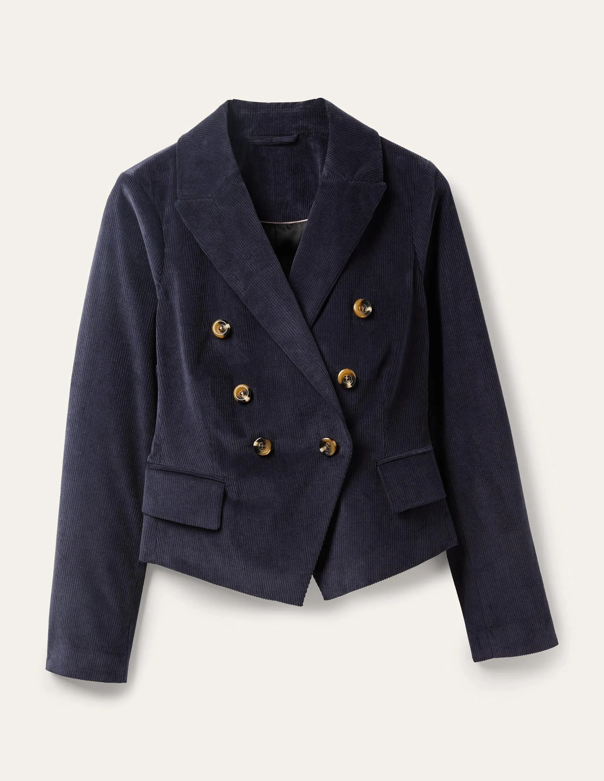 Double Breasted Cord Blazer-Navy
