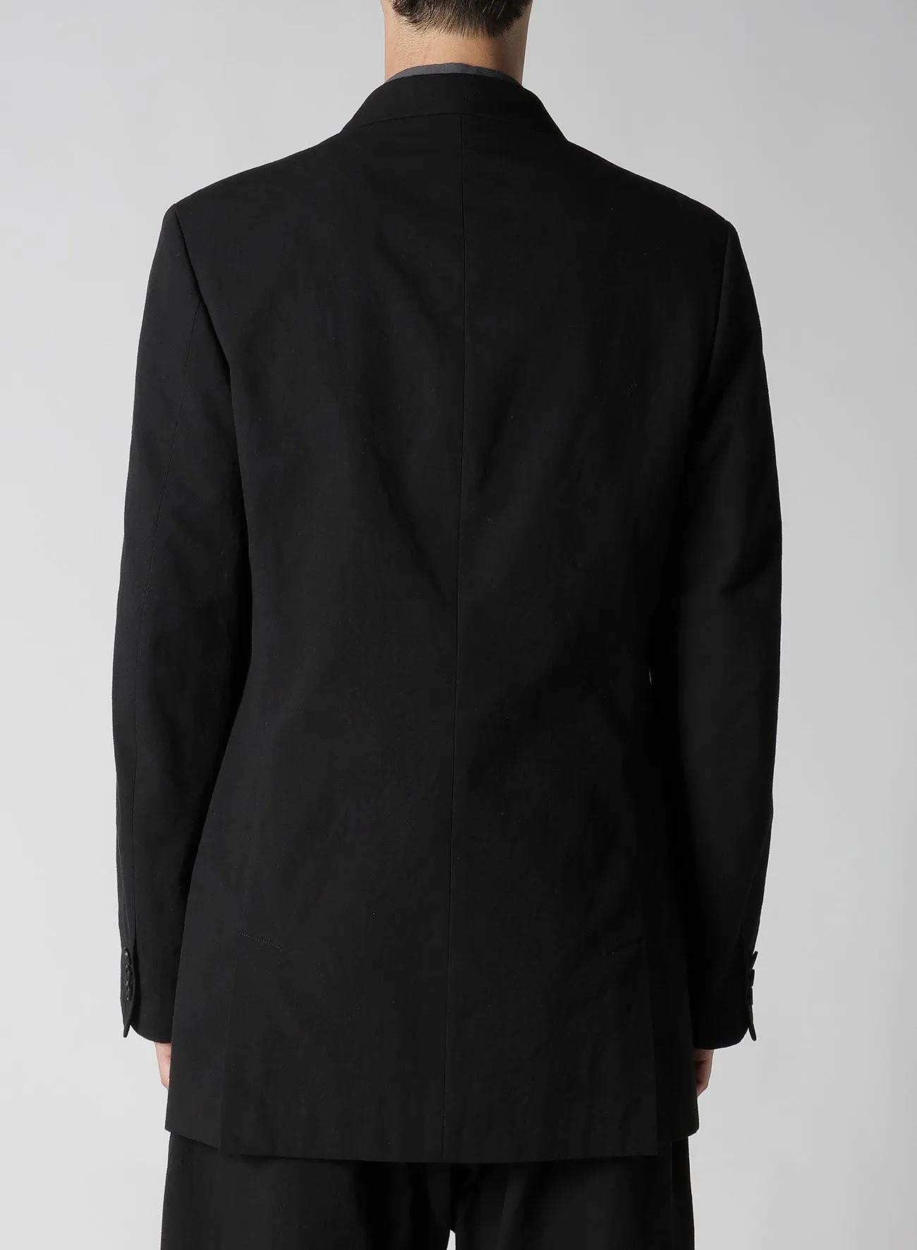 DOUBLE JACKET WITH COTTON LINEN UNEVEN YARN CANVAS