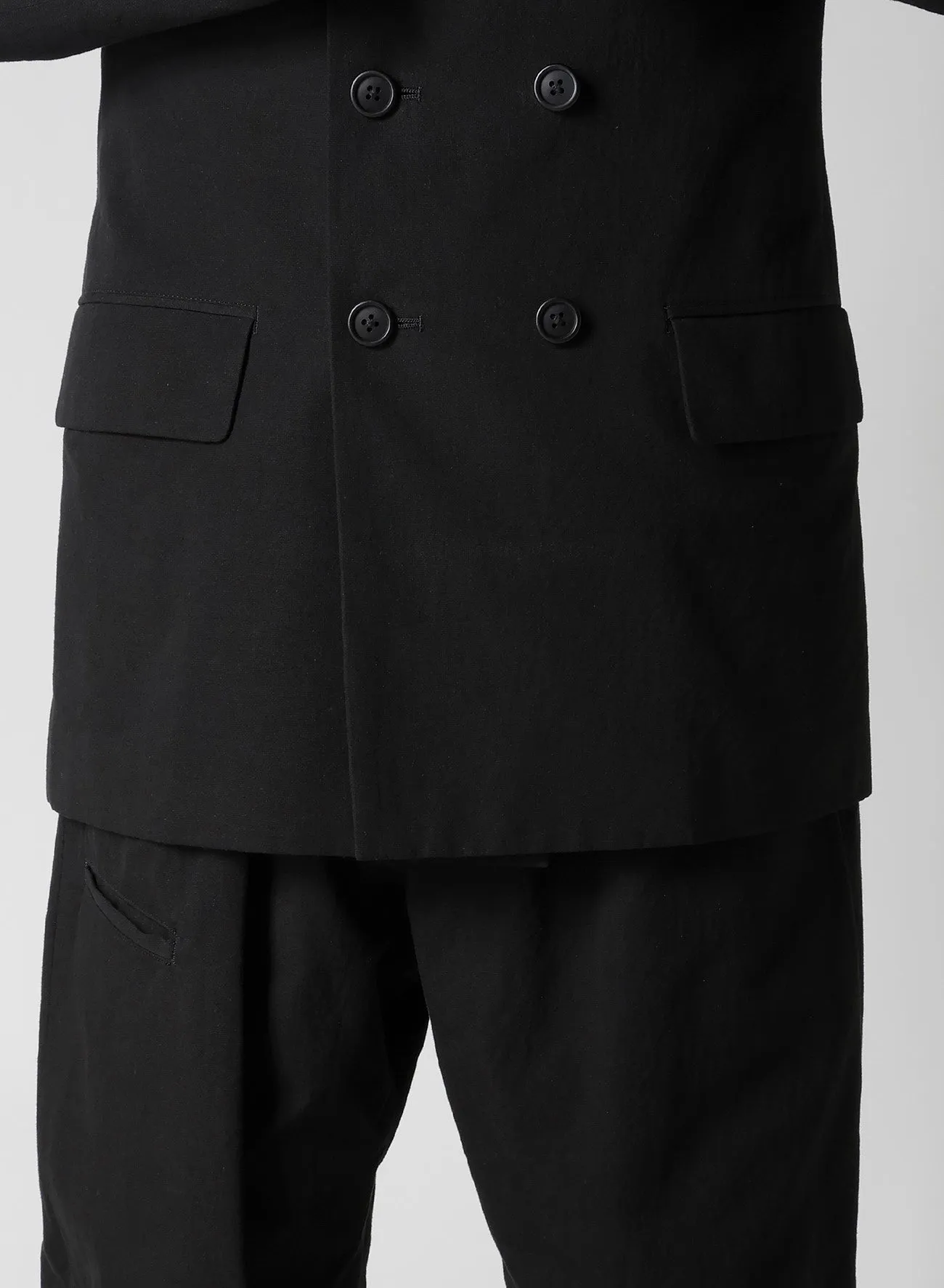 DOUBLE JACKET WITH COTTON LINEN UNEVEN YARN CANVAS
