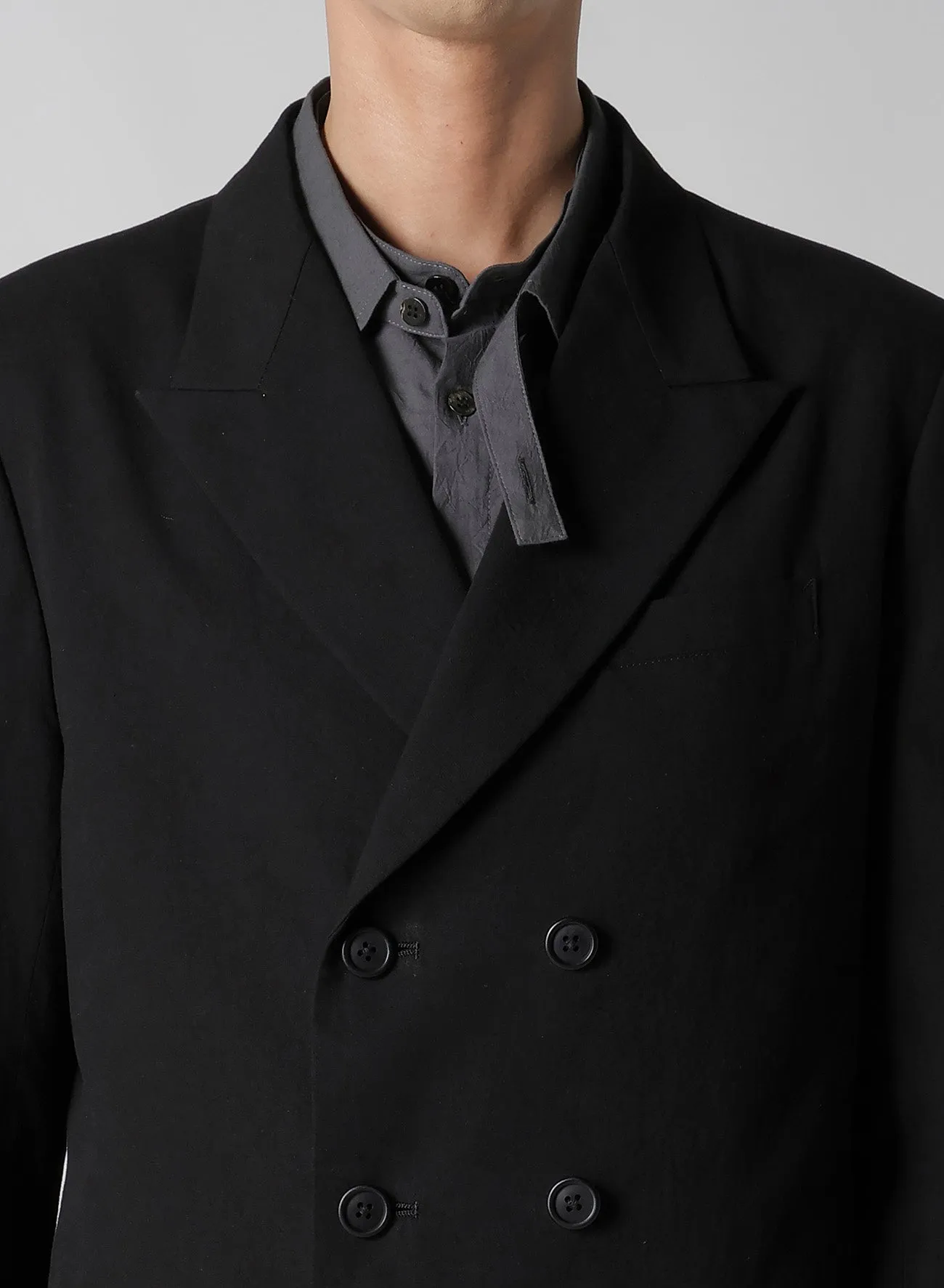 DOUBLE JACKET WITH COTTON LINEN UNEVEN YARN CANVAS