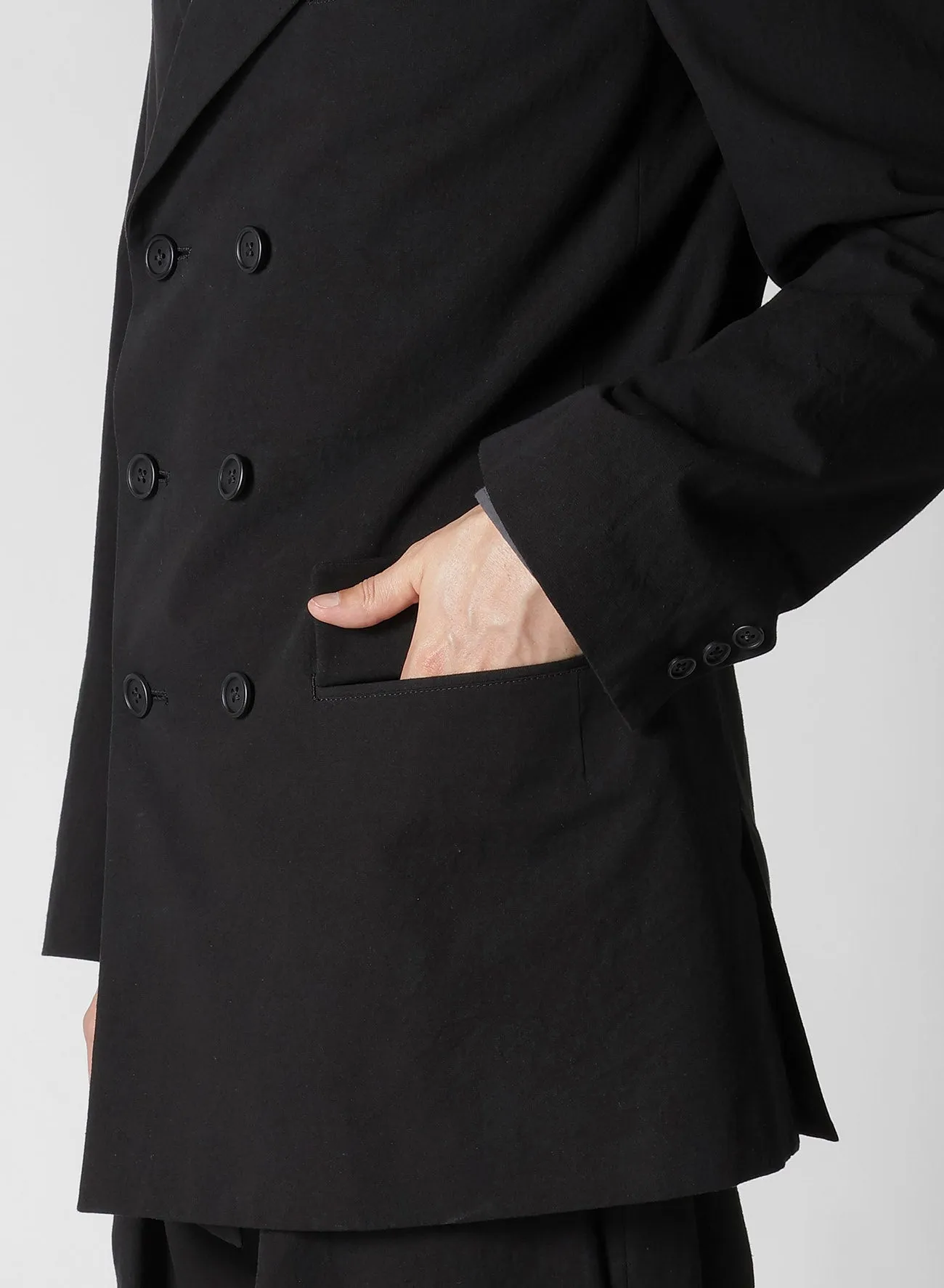DOUBLE JACKET WITH COTTON LINEN UNEVEN YARN CANVAS