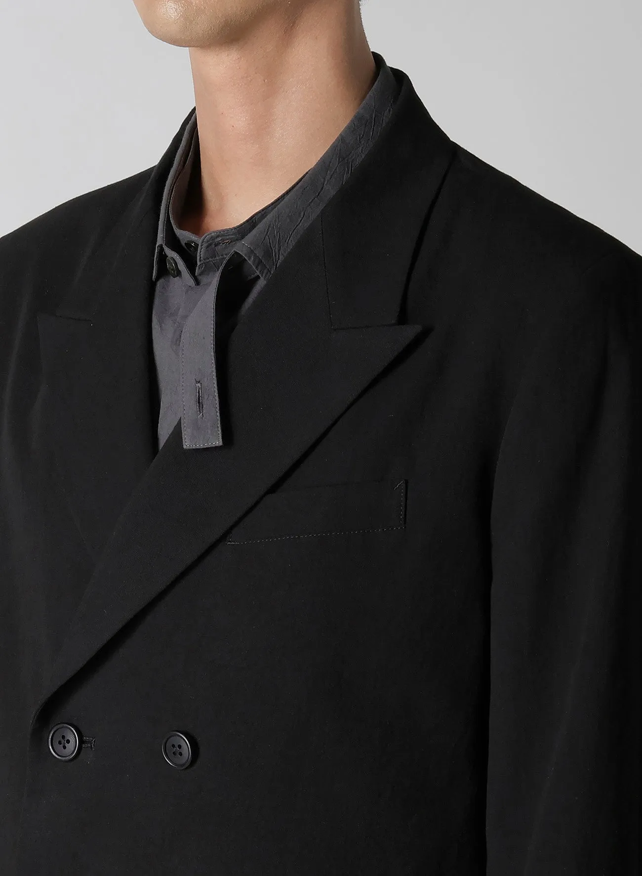 DOUBLE JACKET WITH COTTON LINEN UNEVEN YARN CANVAS