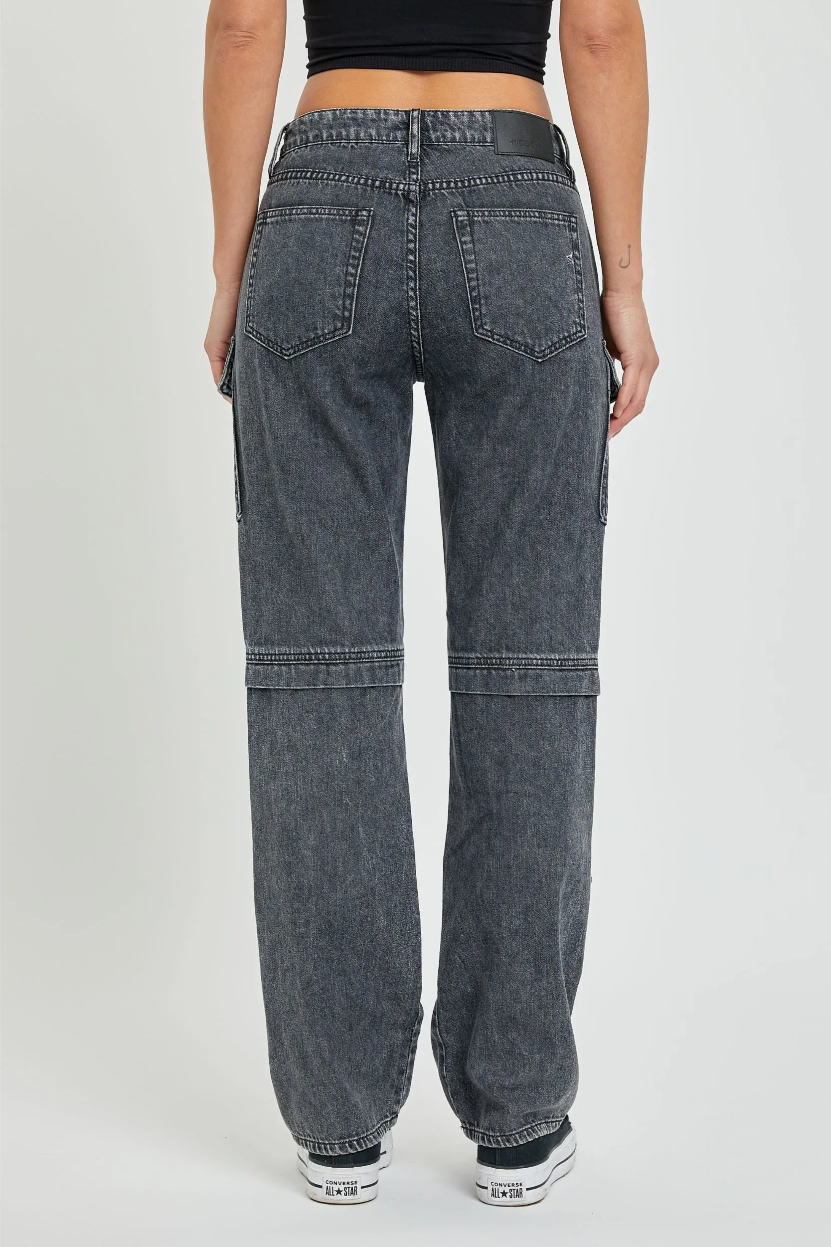 Hidden Jeans Tracey Cargo Straight Jean In Charcoal