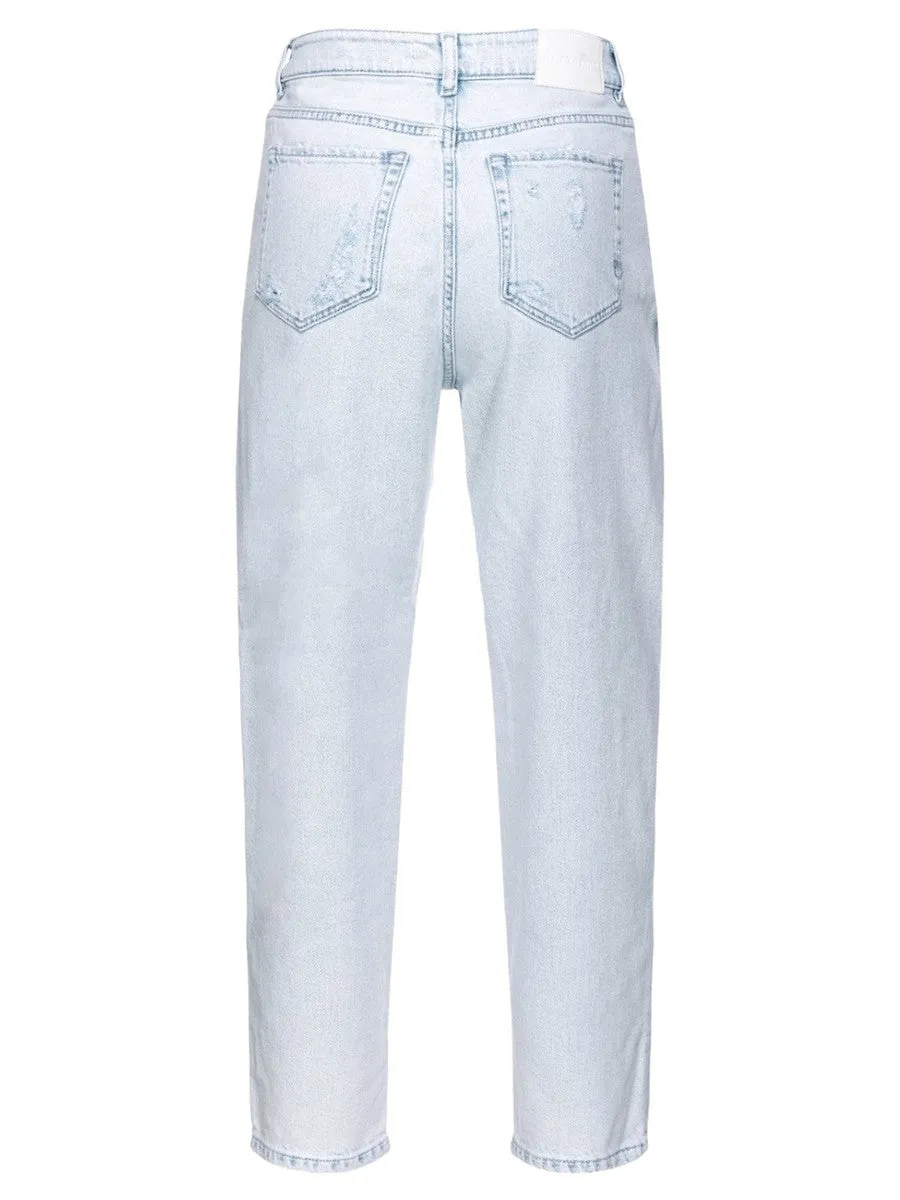 Jeans Maddie Mom-Fit Chiari con Strappi