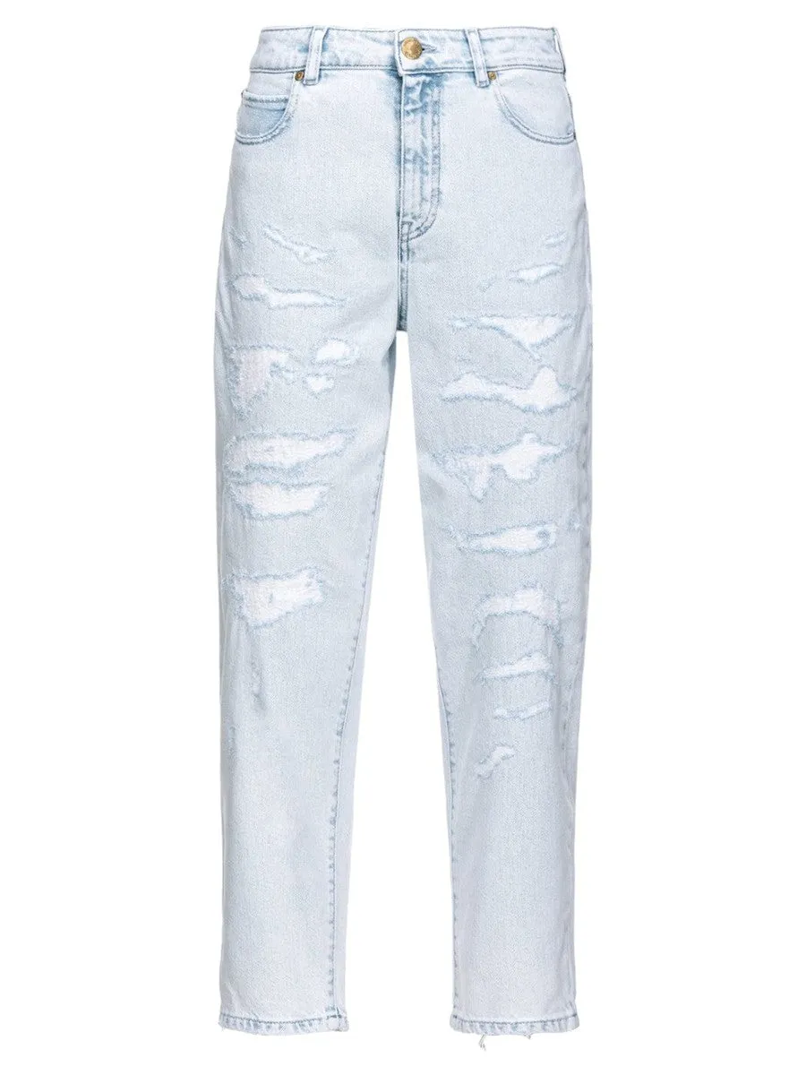 Jeans Maddie Mom-Fit Chiari con Strappi