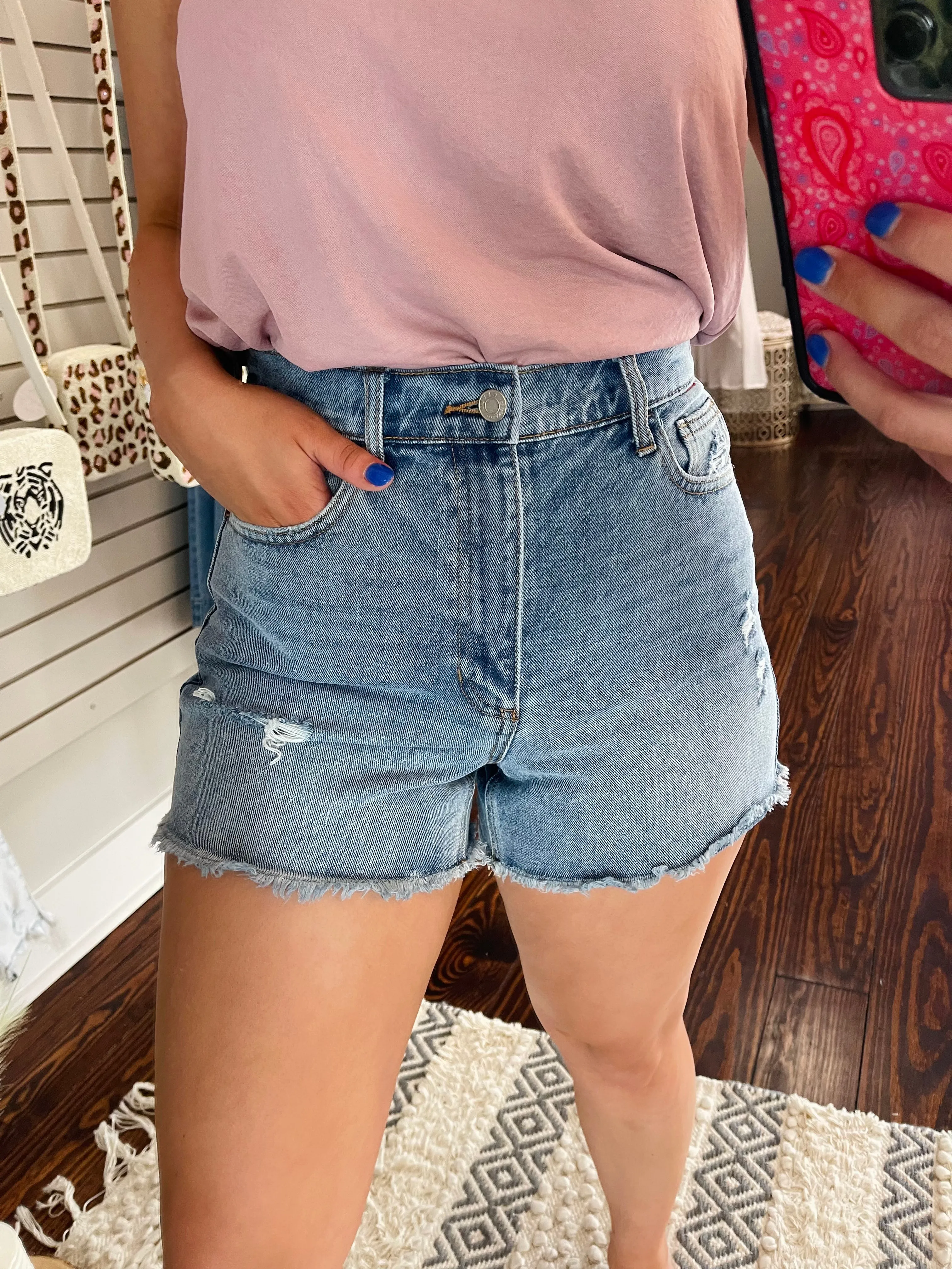 Medium Denim Mom Shorts