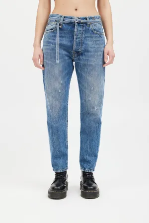 Medium Wash Paperbag Hayden Belted Jeans