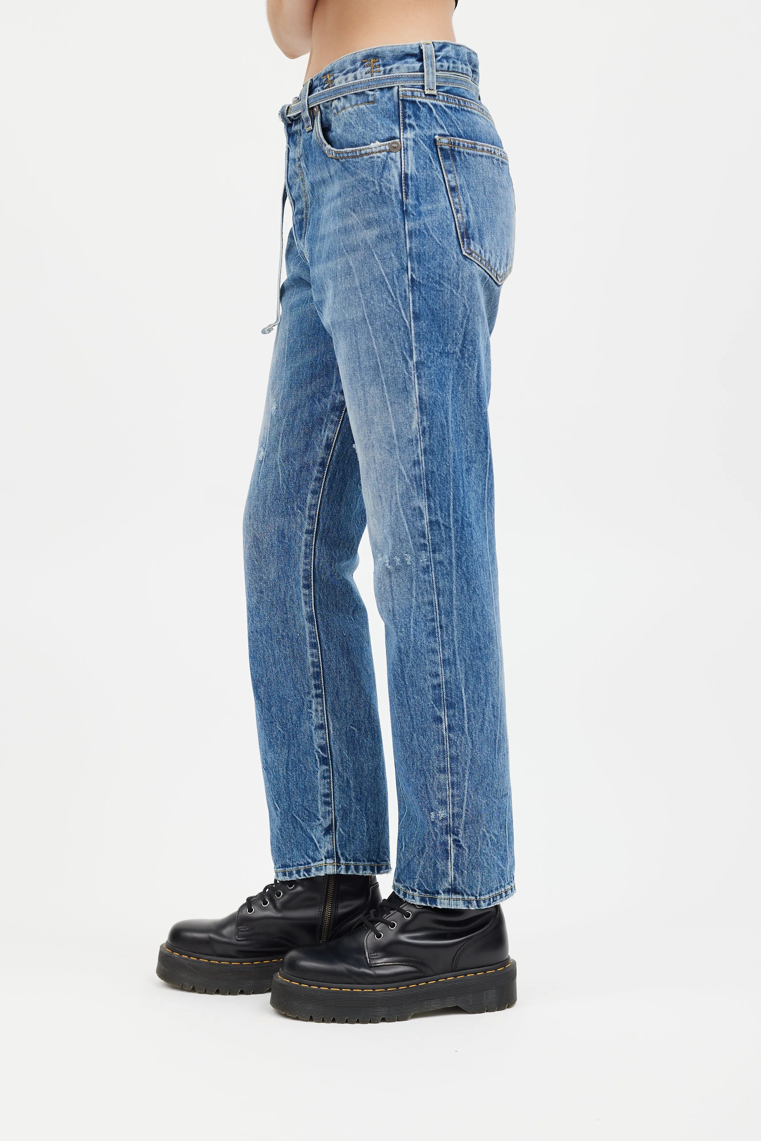 Medium Wash Paperbag Hayden Belted Jeans