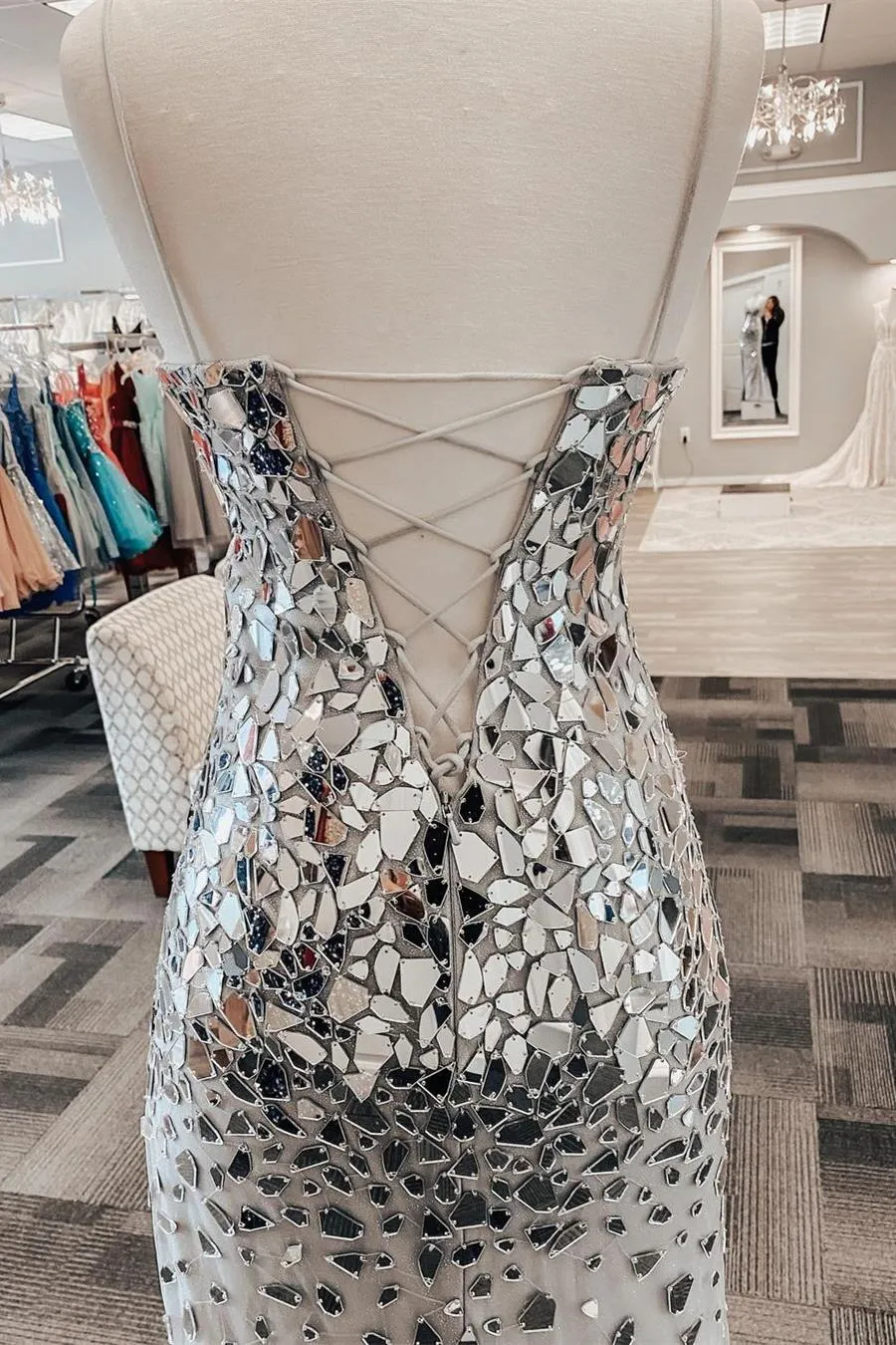 Mermaid Silver Sequins Long Formal Dress