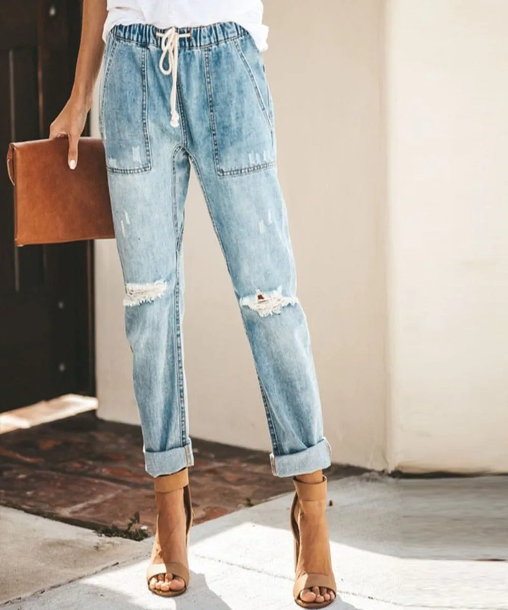 Mid Waist Boyfriend Jeans