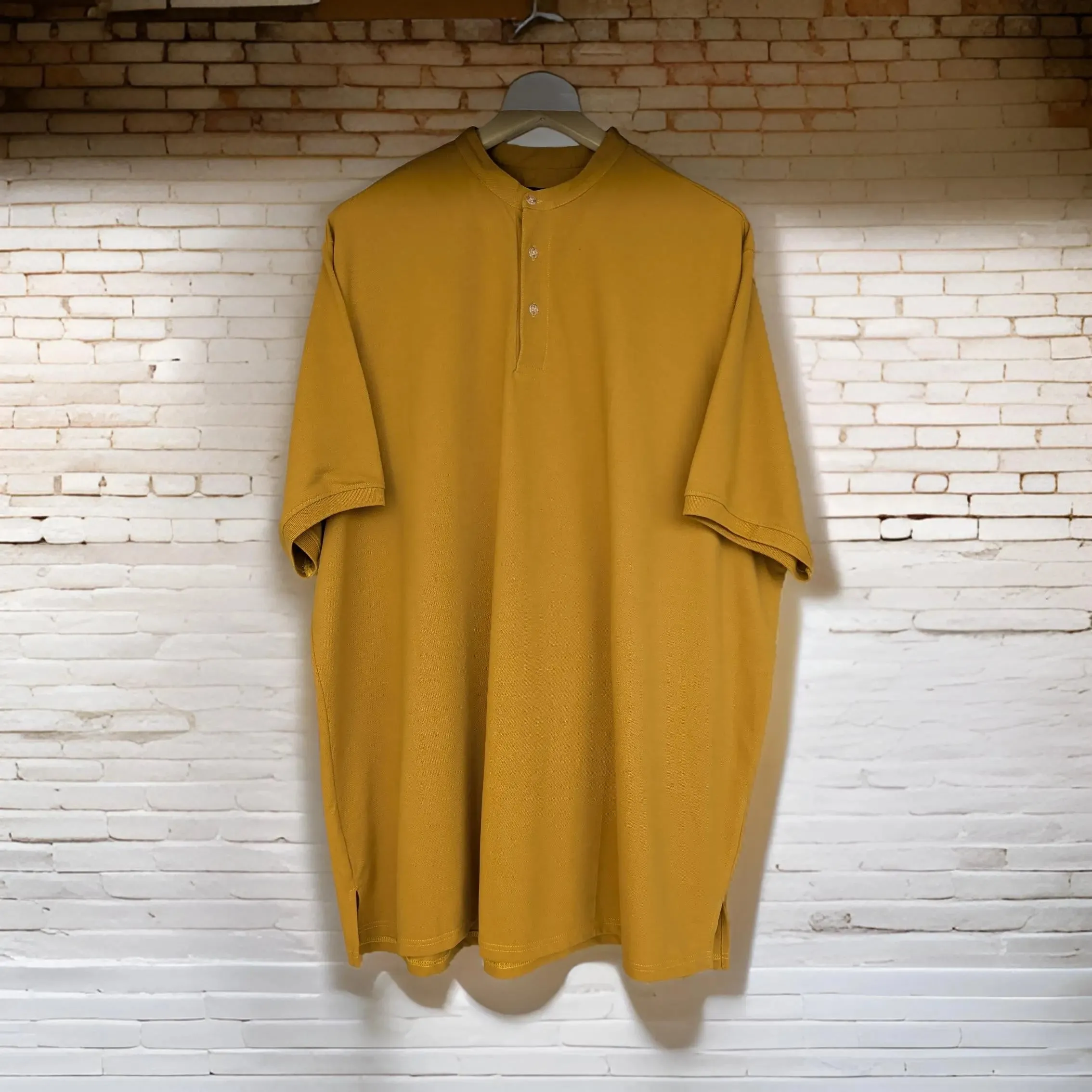 Mustard Yellow Mandarin Tshirt (Cotton Blend)