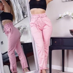 Paperbag Waist Tie Up Hem Jeans