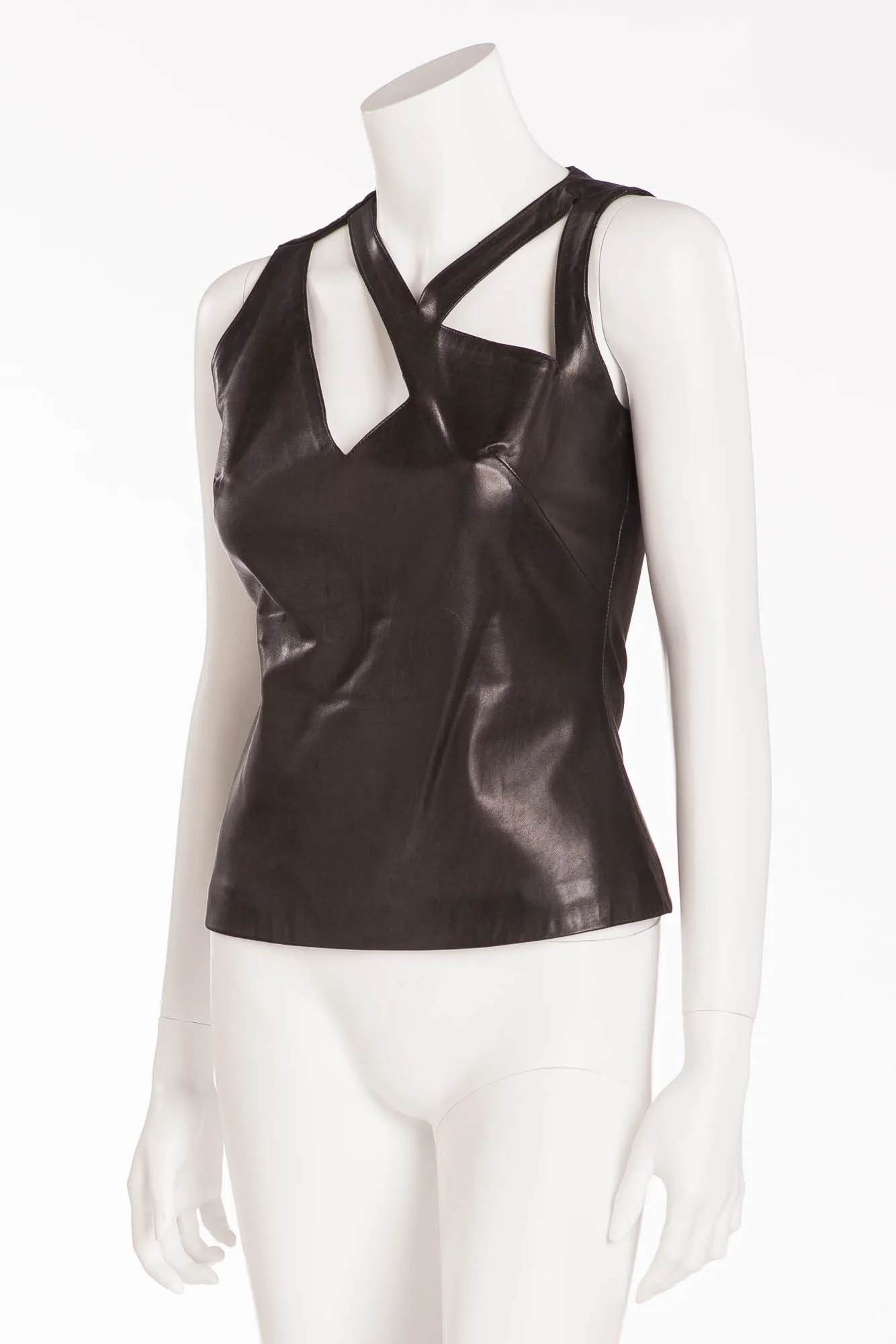 Plein Sud - Black Leather Tank Top