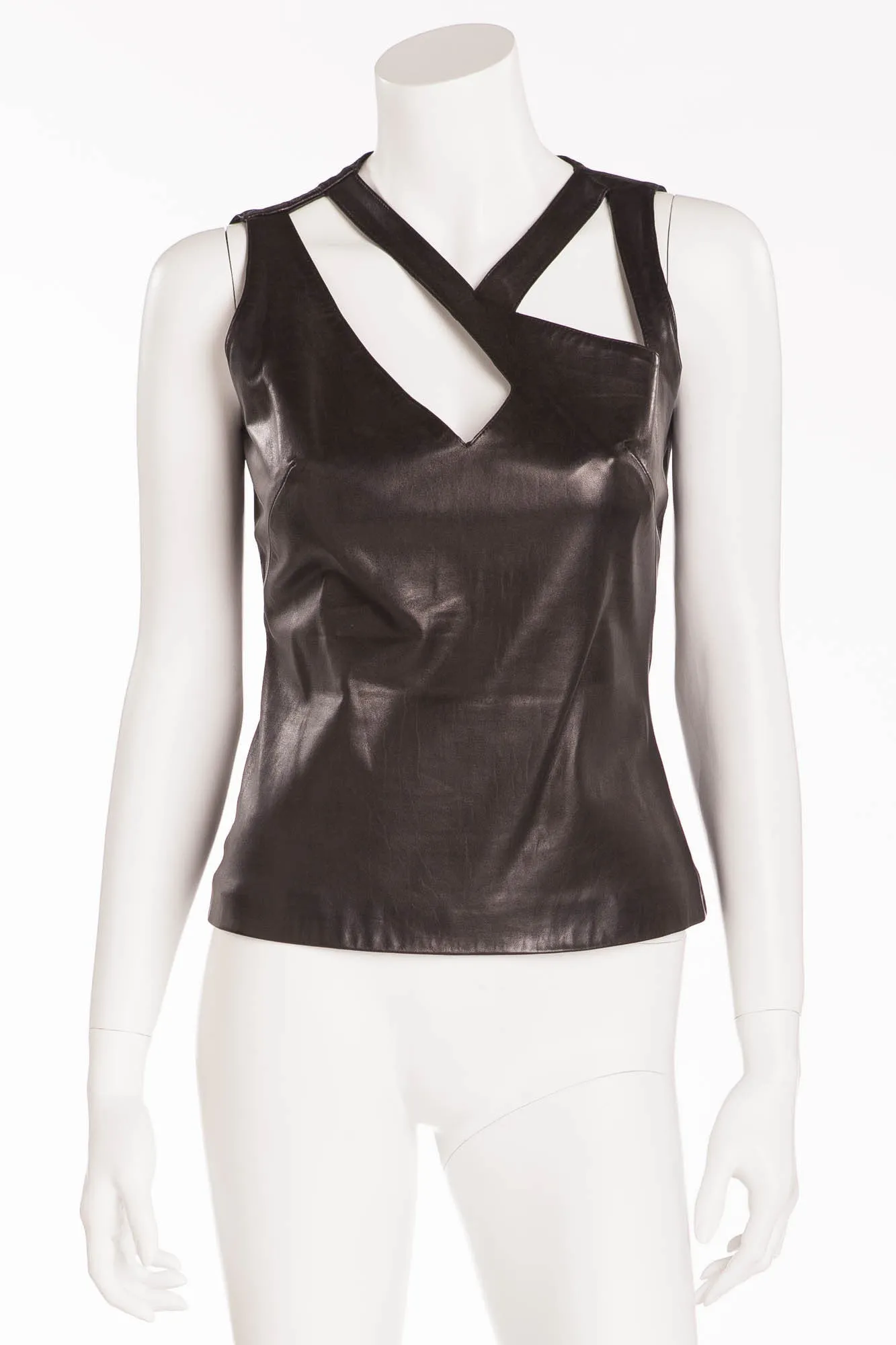 Plein Sud - Black Leather Tank Top