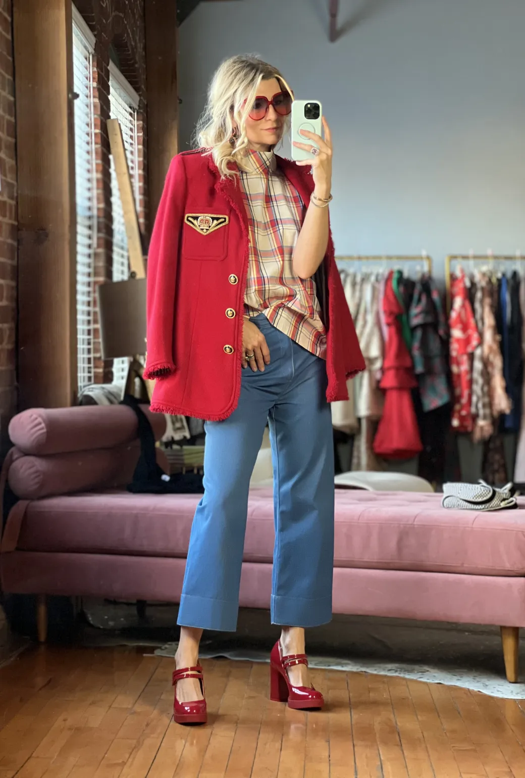 SAMPLE - BURU x Sabrina Captain's Blazer - Red Tweed
