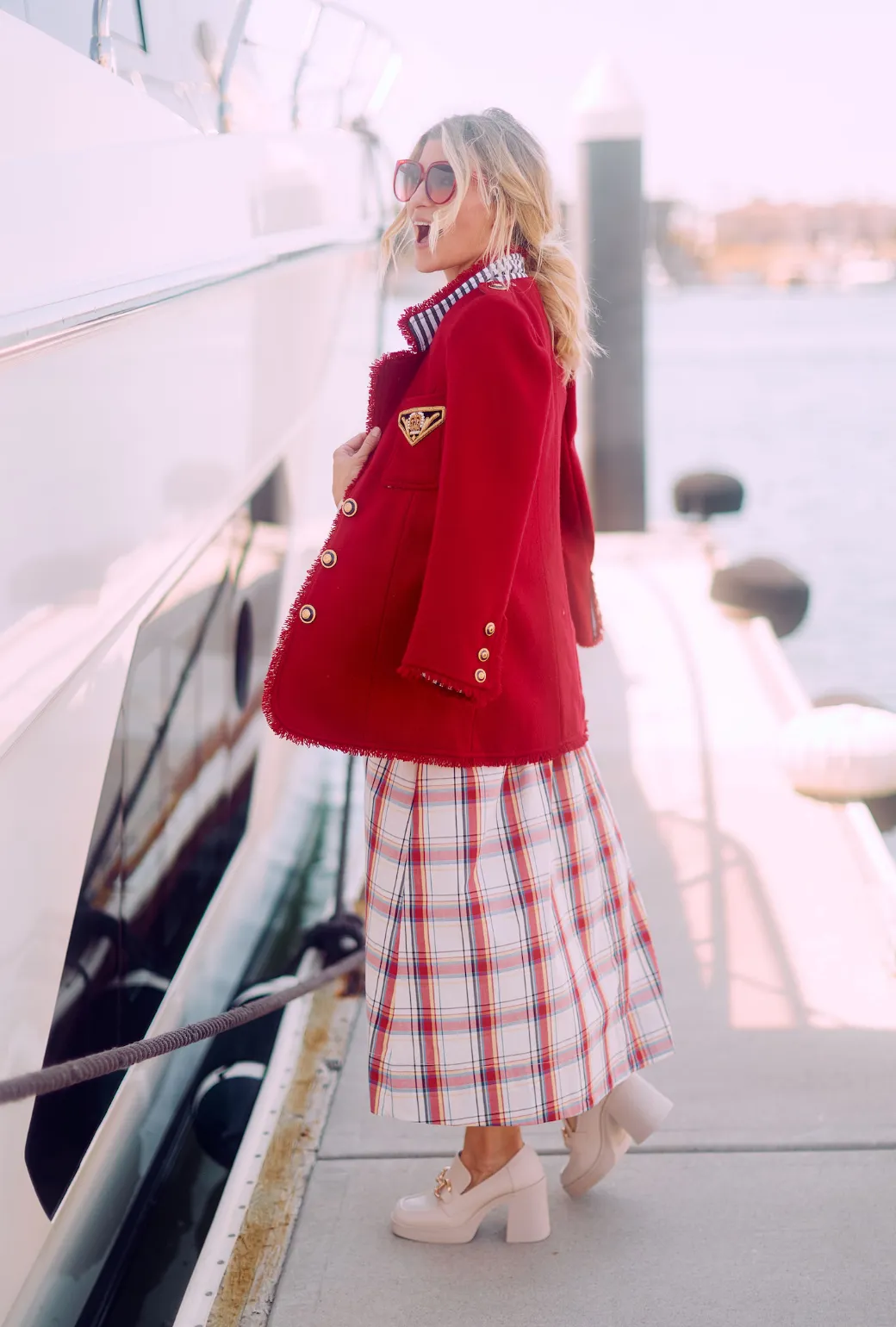 SAMPLE - BURU x Sabrina Captain's Blazer - Red Tweed