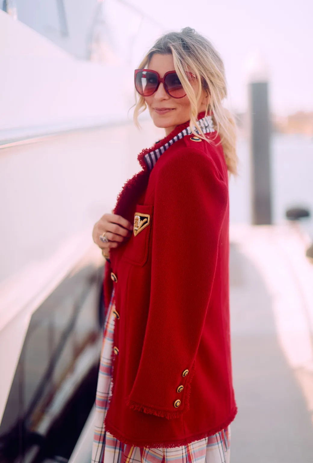 SAMPLE - BURU x Sabrina Captain's Blazer - Red Tweed