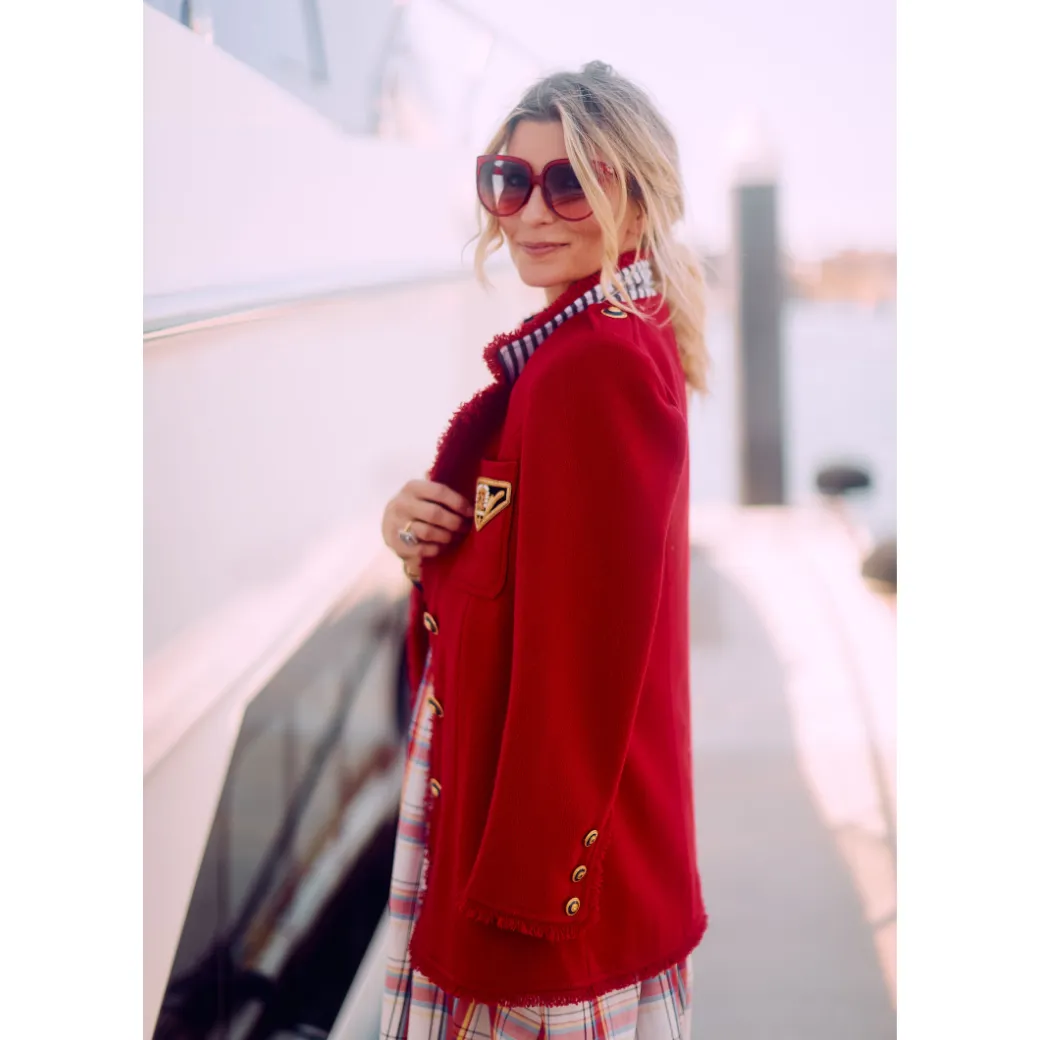SAMPLE - BURU x Sabrina Captain's Blazer - Red Tweed