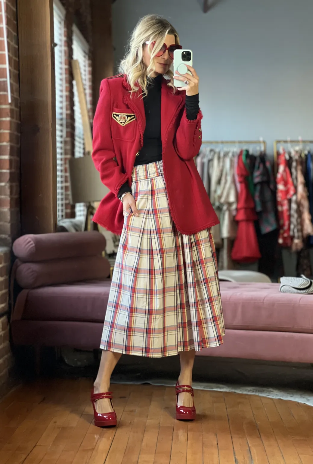 SAMPLE - BURU x Sabrina Captain's Blazer - Red Tweed