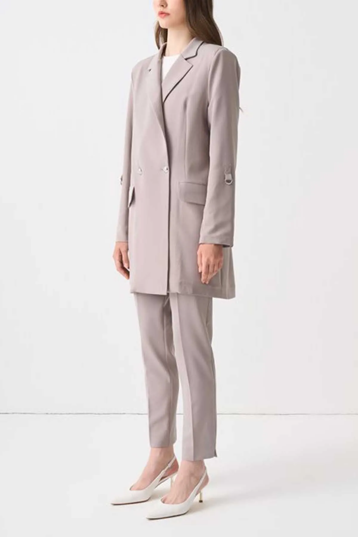 Solid Double Breasted Blazer