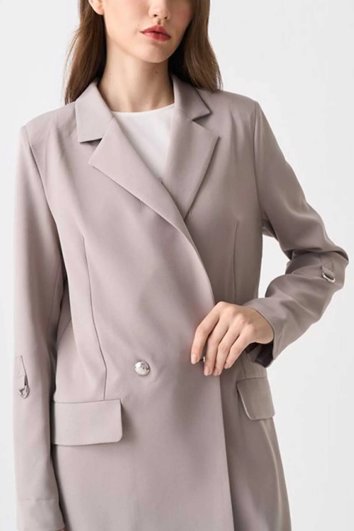 Solid Double Breasted Blazer