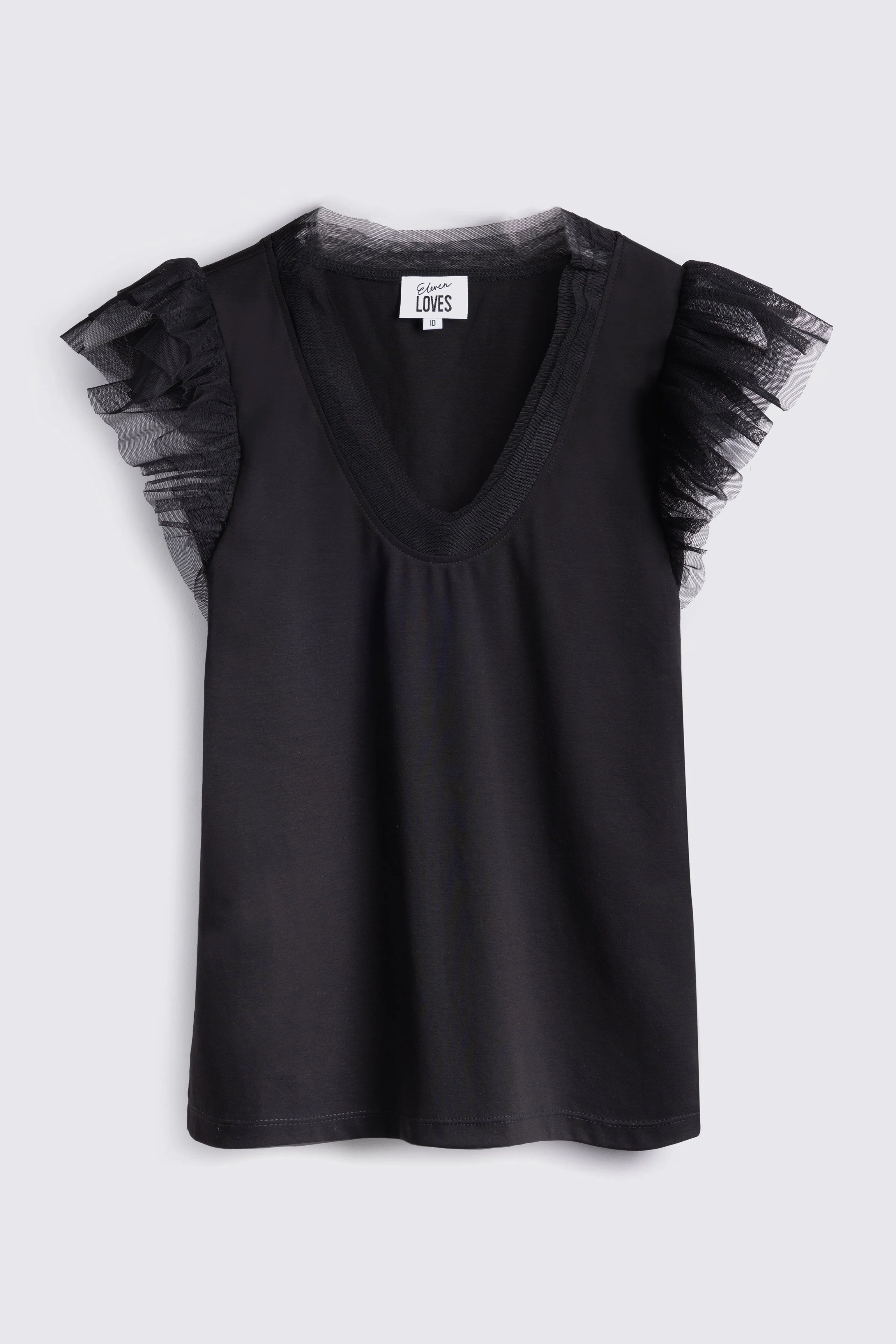 TAYLOR TULLE SLEEVE TOP (BLACK)