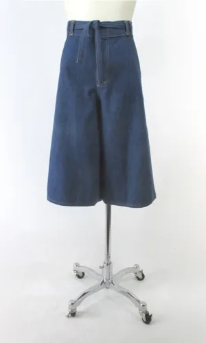 Vintage 70s Denim Gaucho Coulotte Skort Skirt M