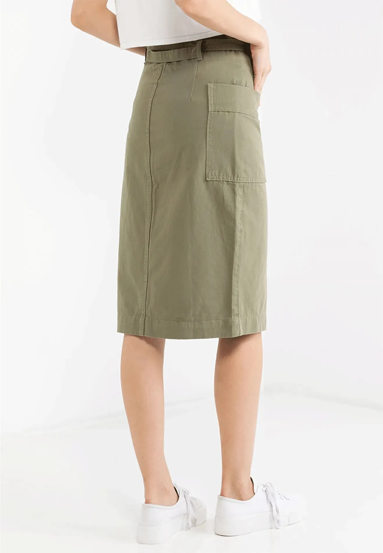 VOIR JEANS Hey Summer Collection: Paperbag Waist Belted Midi Skirt