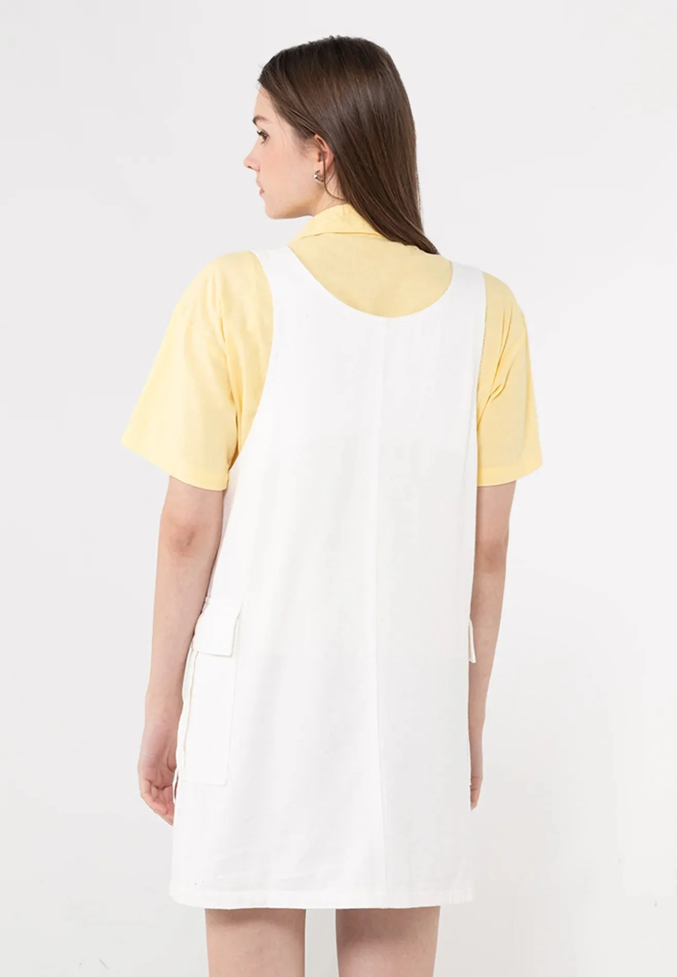 VOIR JEANS Sleeveless Button Up Pinafore Dress
