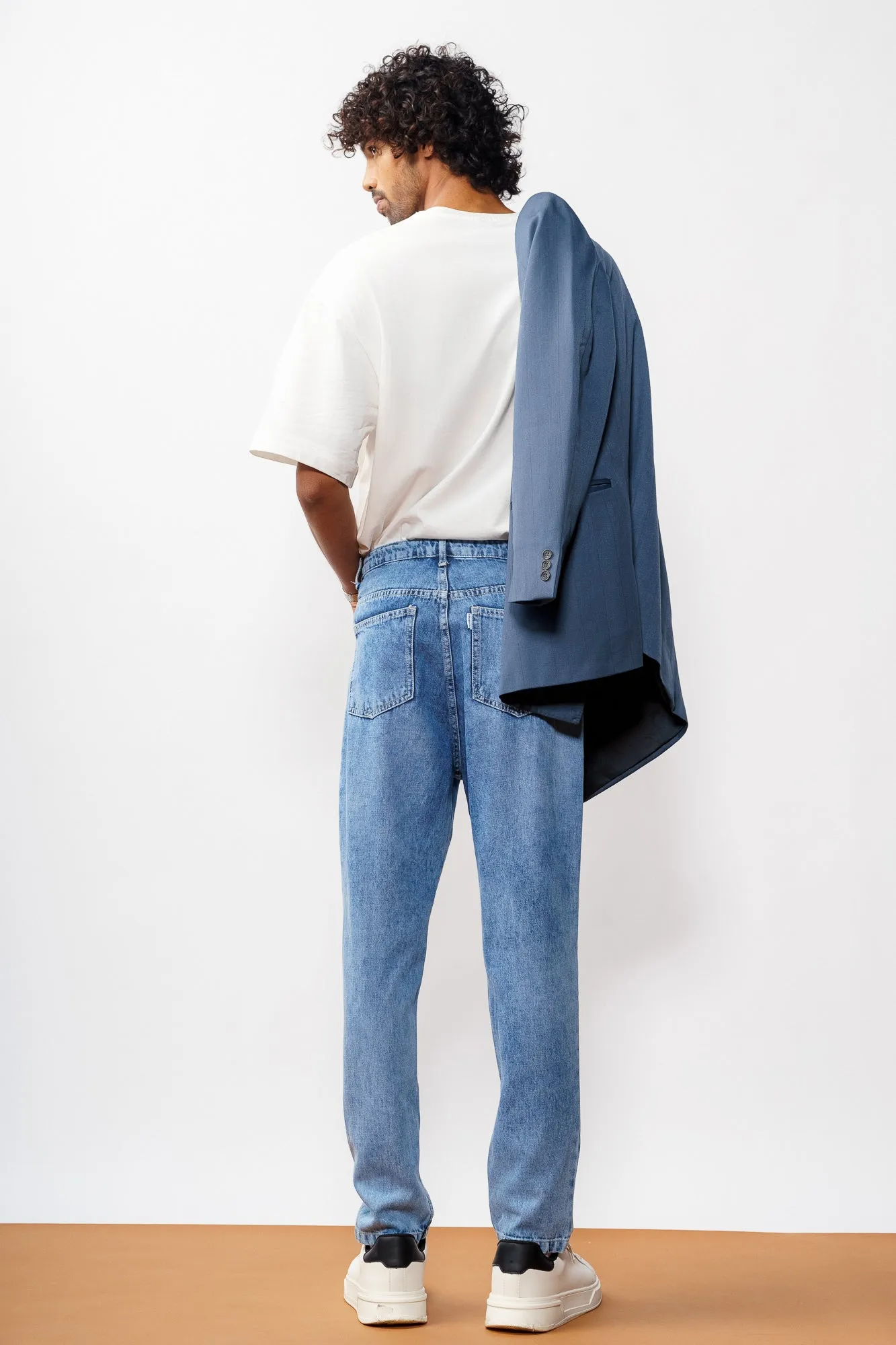 Washed Indigo Men's Carrot Jeans