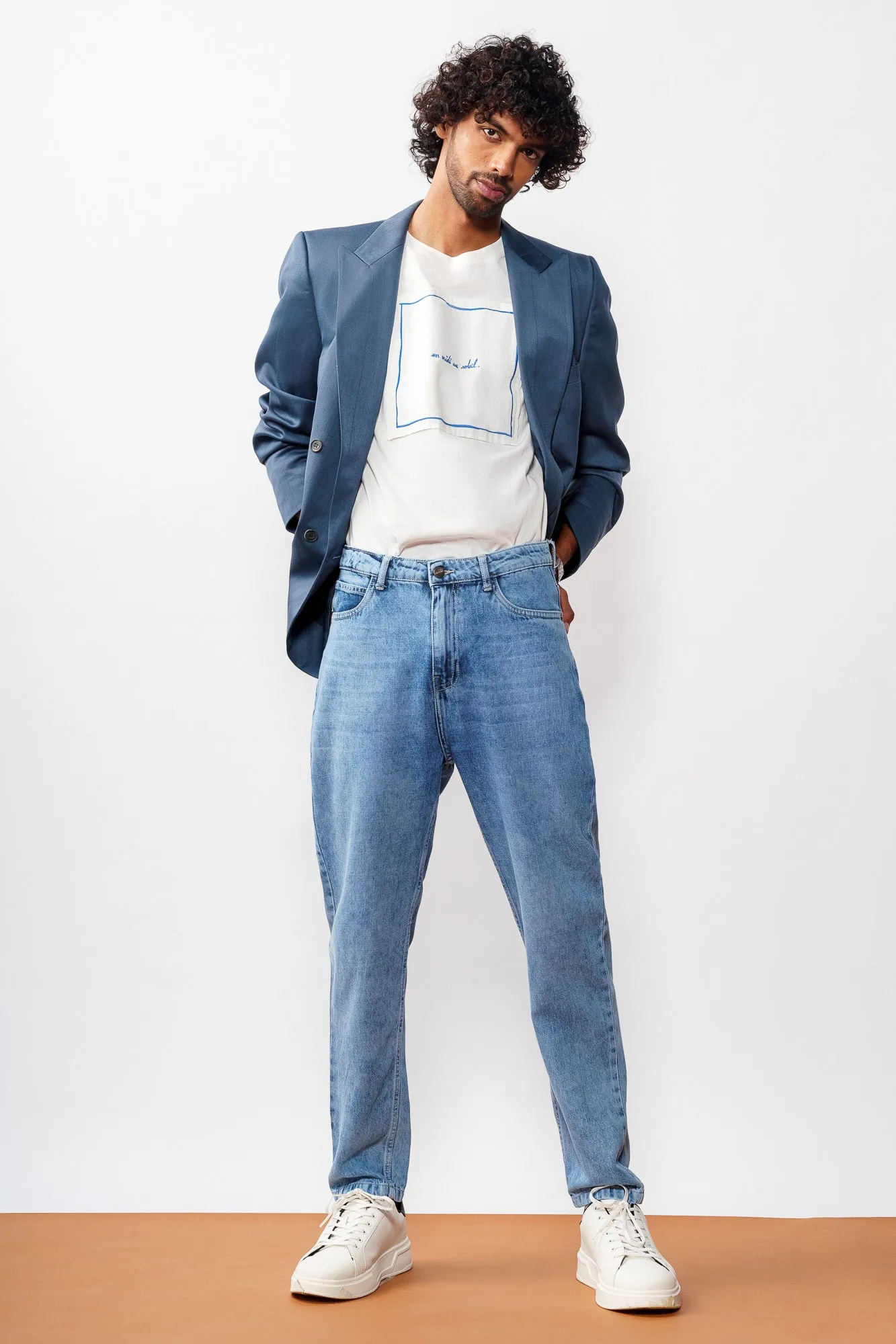 Washed Indigo Men's Carrot Jeans