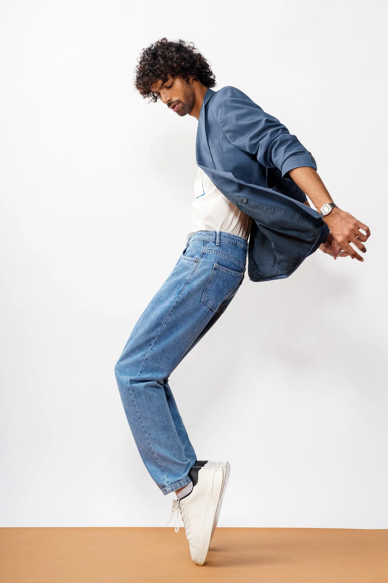 Washed Indigo Men's Carrot Jeans
