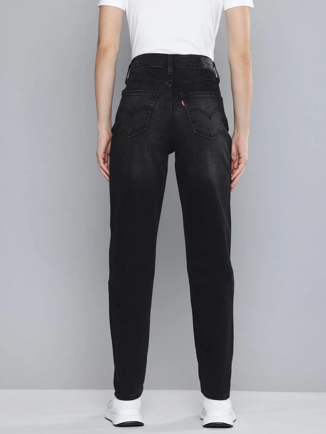 Women's 80s Black Tapered Fit High Rise Jeans