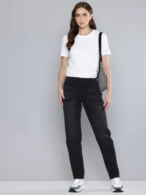 Women's 80s Black Tapered Fit High Rise Jeans