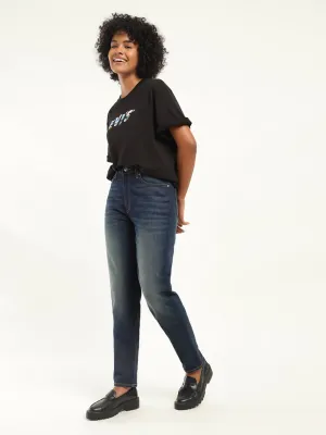 Women's 80s Blue Tapered Fit High Rise Jeans