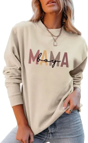 Women's Mama Shirt Mama Trendy Mom T Shirt Loose Casual Summer Shirts Letter Print Short Sleeve Tops