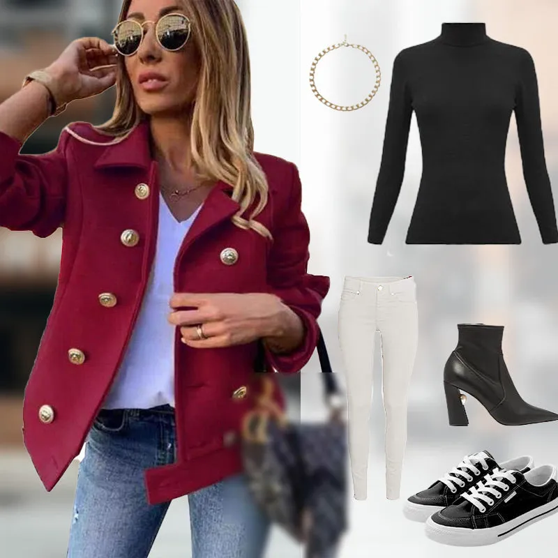Women's Slim Fit Double Breasted Blazer